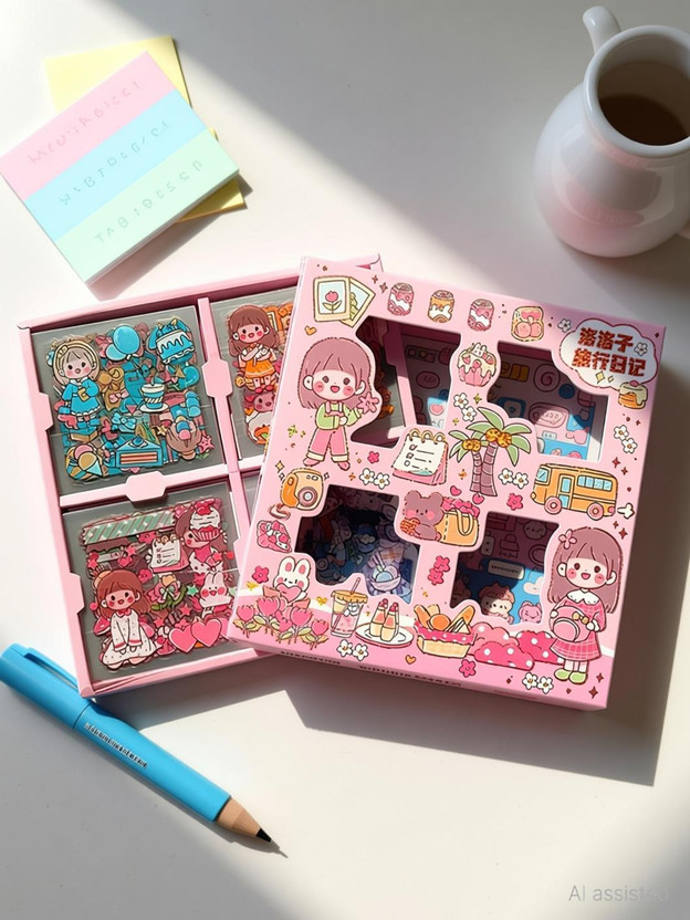 Mira Farmcraft 18 cm Cute Girl Theme Kawaii stickers -100 Sheets for Journal, Project, Scrapbooking Self Adhesive Sticker(Pack of 1)