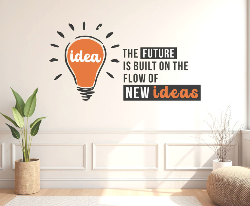 creative decor 60 cm New1 Idea Wall Decal – Flows of New Ideas – Wall Sticker Self Adhesive Sticker(Pack of 1)