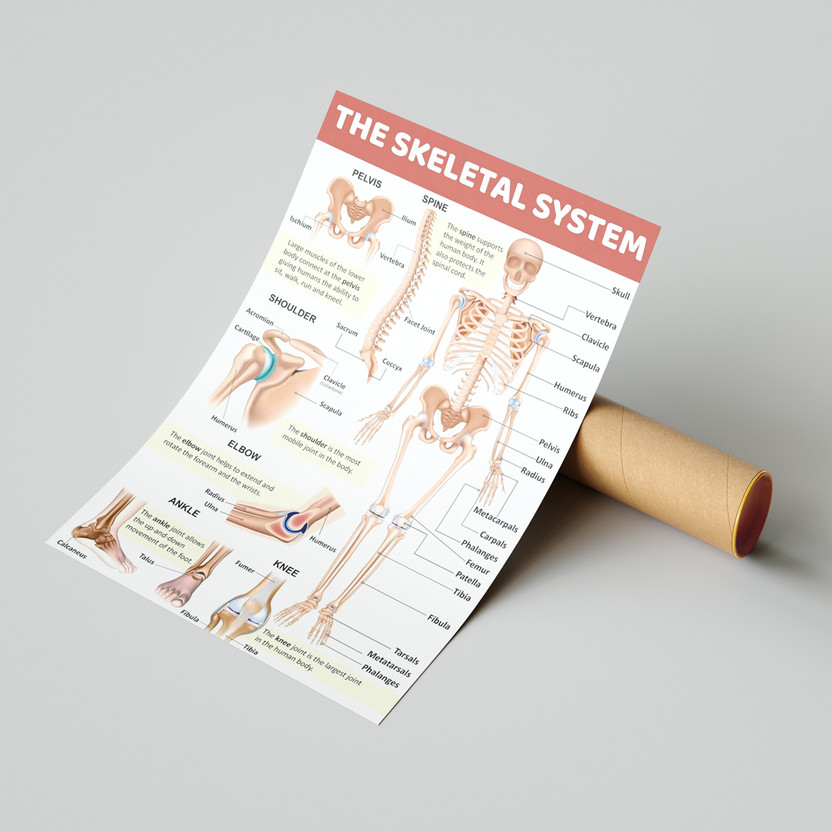 The Skeletal System Wall Poster For Home Decor Vinayl Sticker Thick (13X19 inch) Paper Print(33.02 inch X 48.26 inch)