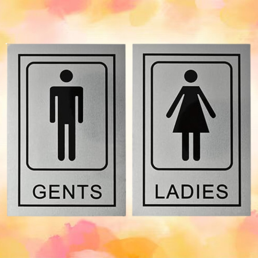 Vovoly 6 inch Minimalist Design Male Female Restroom Signs Self Adhesive Sticker(Pack of 1)