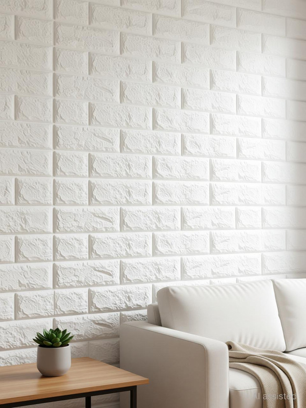 KESHAVART 77 cm x 70 cm Abstract Vinyl Wallpaper(White, Pack of 10)
