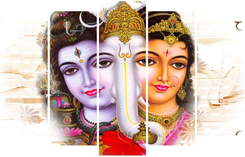 KAMYA HOME DÉCOR 60 cm Lord Shiva's family wall sticker Self Adhesive