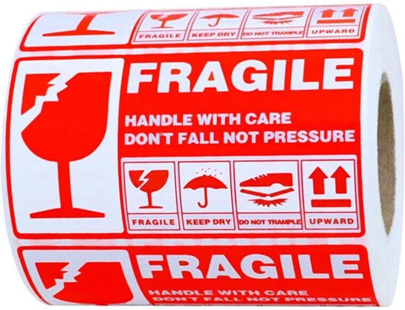 ZOQQ 2.5 inch Fragile Labels Handle with Care Warning Sticker for Shipping Packing Self Adhesive Sticker(Pack of 250)