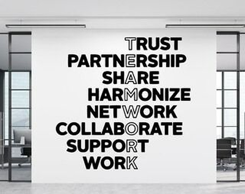 WALLIQUE 65 cm Trust Partnership Collaboration Teamwork SEP26 Self Adhesive Sticker(Pack of 1)