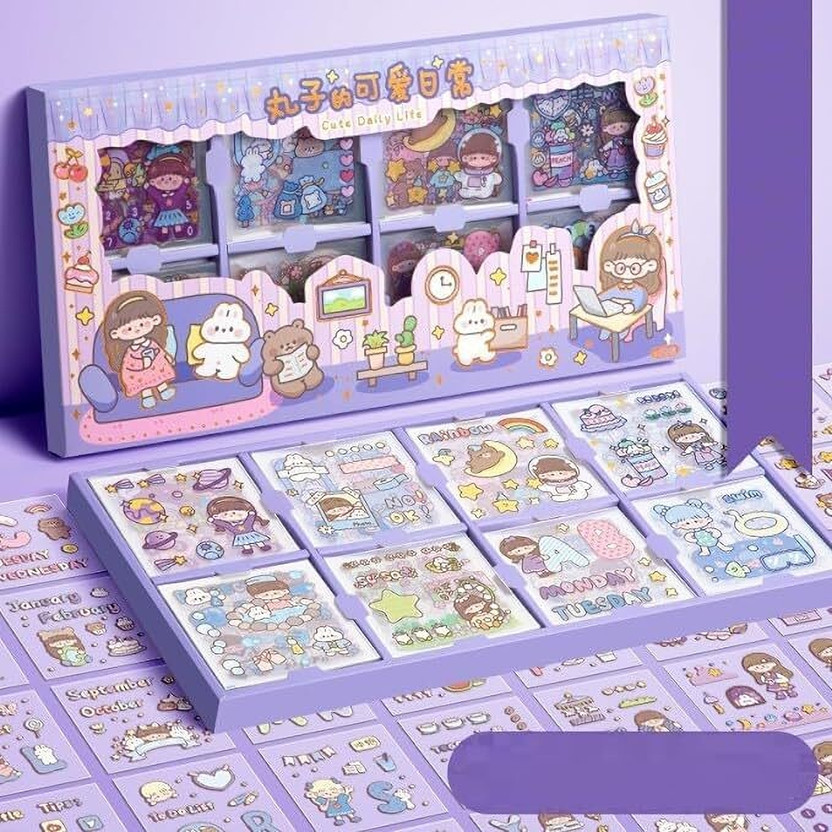 HANIYA ONLINE STORE 5 inch Cute Girl Theme Kawaii Stickers 200 Sheets Cute Washi Stickers for Project Girls Self Adhesive Sticker(Pack of 1)