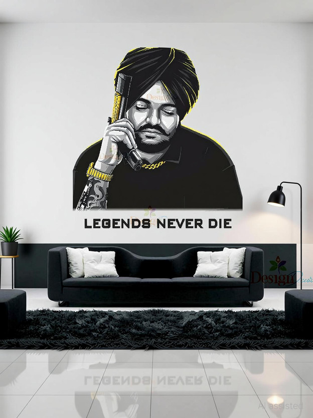 Design Design Decor 45 cm Motivational Sidhu Moose Wala Wall Sticker, Quotes for Living Room Office Self Adhesive Sticker(Pack of 1) - Flipkart Deal