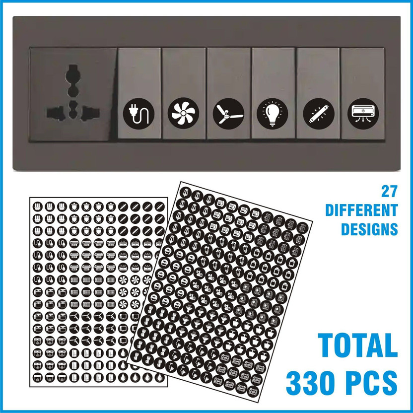 Foreign heights 1.5 cm Electric Switch Sticker – Black Non-Reusable Sticker(Pack of 1)