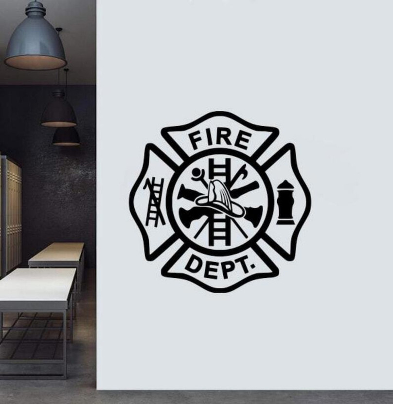 SnappyVinyl 30 cm Fire Dept Wall Decorative Wall Sticker 30 X 30 CM Self Adhesive Sticker(Pack of 1)