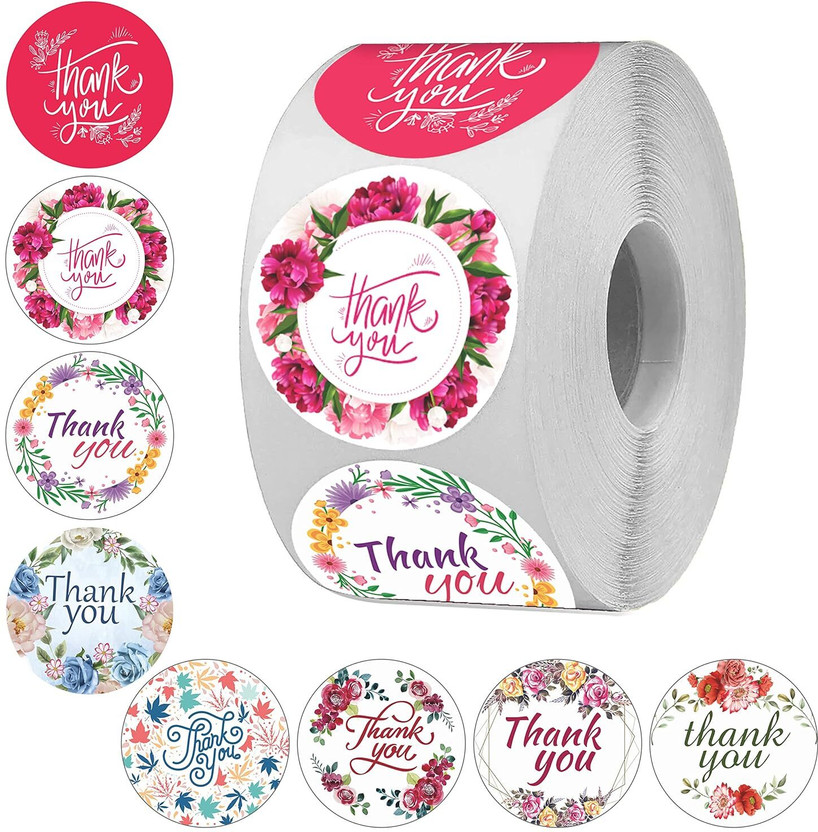 KDG KDG TREADS 10 cm 8 Design Thank You Stickers Double-sided Sticker(Pack of 1) - Flipkart Deal