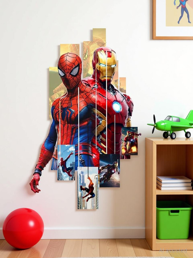 DivineDesigns DivineDesigns 41 cm Spiderman & Iron Man Cuts Wall Sticker Self Adhesive Sticker(Pack of 1) - Flipkart Deal