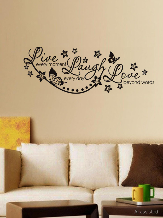 Aquire Aquire 110 cm Live Laugh and Love Wall Quote Family Self Adhesive Sticker(Pack of 1) - Flipkart Deal