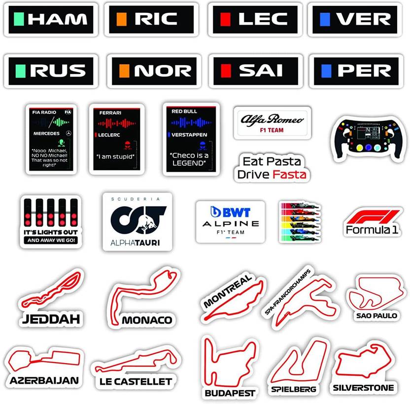 Aapki Marzi 6.35 cm Formula One (F1) Laptop Stickers - Pack of 60 ...