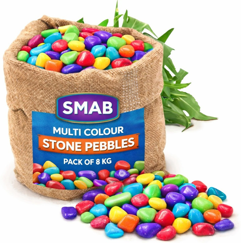 SMAB Multi Colour Stone Pebbles 8kg Decorative Garden Aquarium Stones Polished Asymmetrical Marble, Rock, Granite Pebbles(Multicolor 8 kg)