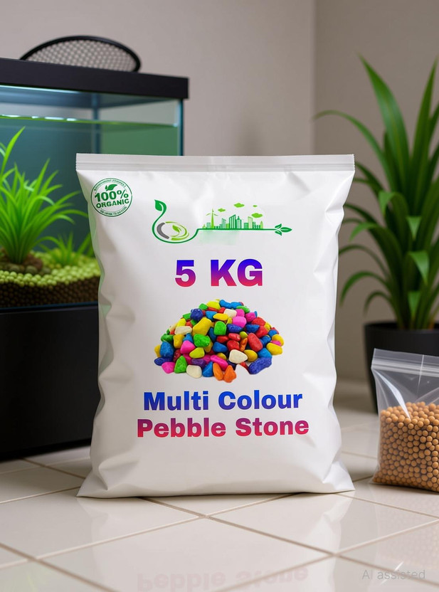 AFAST Colourful Glossy Pebbles Stones | Decorative Garden Aquarium Painted Asymmetrical Rock Pebbles(Multicolor 5 kg)