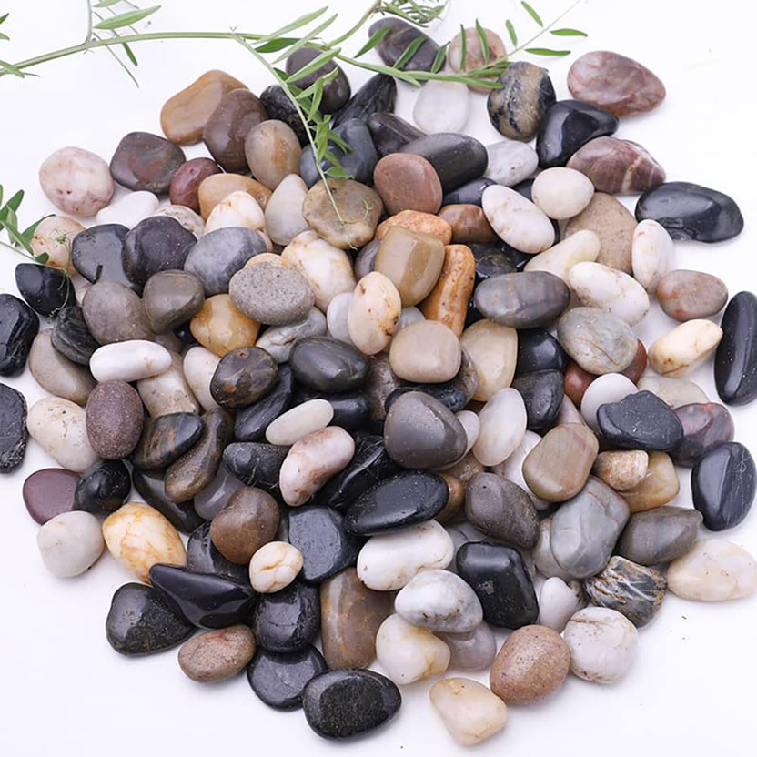 PERFY 15KG Decorative Polished Mixed Pebbles(10-20mm) – River Rock Stones for Plants Polished Asymmetrical Marble Pebbles(Multicolor 15 kg)