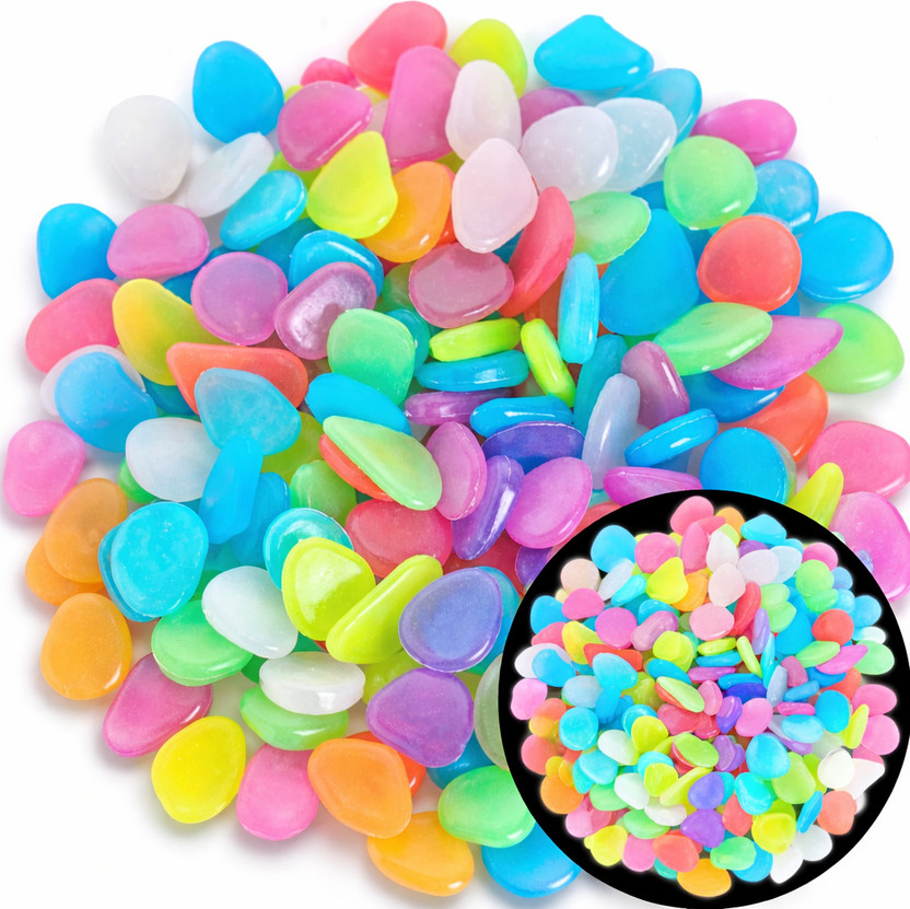 ganric Day Night Glow Pebbles Decorative Stones Multicolor Regular, Polished Oval Plastic, Sandstone Stone(Multicolor 0.5 g)