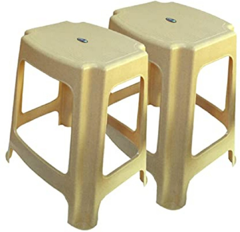 Nilkamal Strong & Durable Bar Stool STL 06 (Set of 2) |Kitchen,Office,Outdoor, Living & Bedroom Stool(Beige, Pre-assembled)