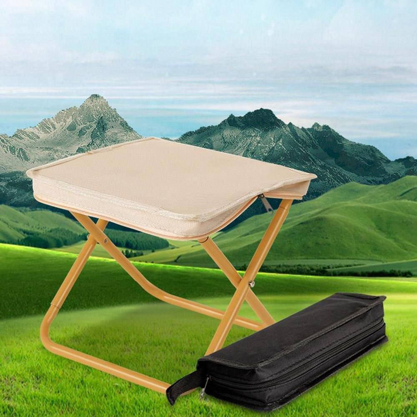 ZAIRA Portable Folding Camping Stool Stool(Gold, Pre-assembled)