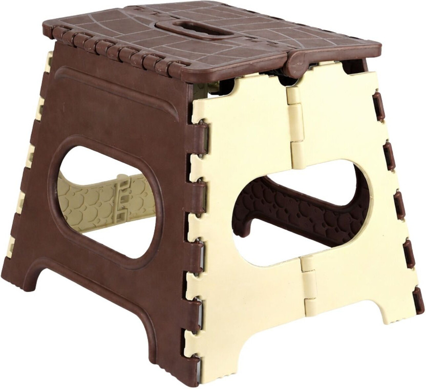 LACOPINE 12 Inch Lightweight Plastic Folding Step Stool Living & Bedroom Stool(Brown, Pre-assembled)
