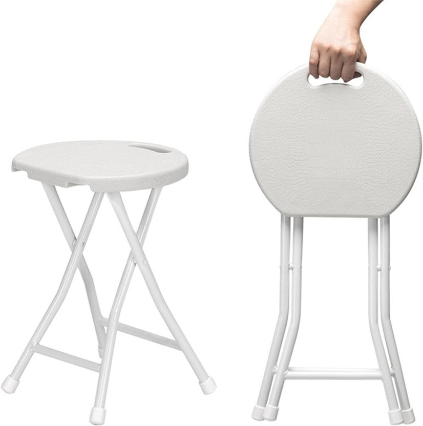 POXEFLIP Plastic Folding Stool Portable Lightweight Folding Chairs 1 Pack, Sturdy Folding Outdoor & Cafeteria Stool(White, Pre-assembled)