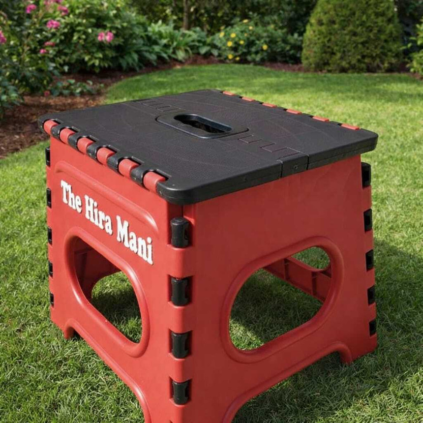 The Hira Mani Foldable Stool Chair for Outdoor-Fishing-Hiking-Gardening-Travel Sitting Stool Living & Bedroom Stool(Red, Black, Pre-assembled)