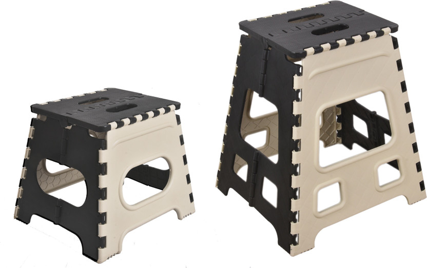Dev Enterprise stool 18 inch Plastic Foldable Stool,Adults Kids Kitchen Stool Stool(Grey, Black, Pre-assembled)