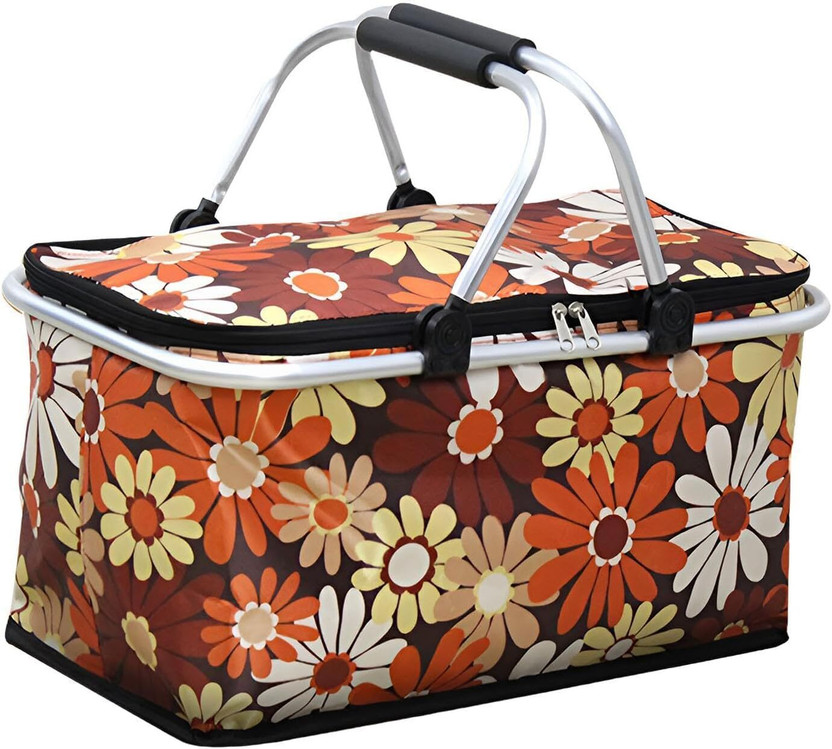 HENVE Polyester Picnic Basket Strong Aluminum Handle Waterproof Lining Design for Easy Storage Storage Basket(Pack of 1)