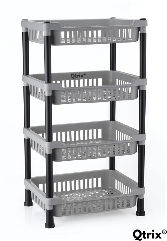 Qtrix 4-Layer Kitchen Trolley Stand/Multipurpose Rack for Storage/Vegetable Trolley Plastic Kitchen Trolley(DIY(Do-It-Yourself))