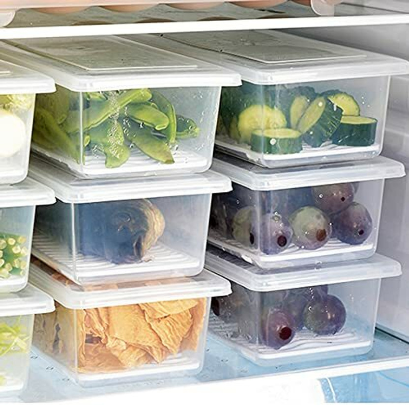 Flipkart SmartBuy Plastic 5pcs Fridge Storage Basket Box Freezer Containers Food Dry Fruit Vegetables 1.5L Storage Basket(Pack of 5)