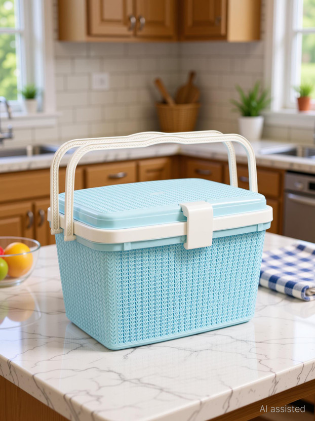 GALOOF Plastic 25L Multi Utility Picnic Basket/Cloth Storage/Shopping Basket/Toy Storage Storage Basket(Pack of 1)