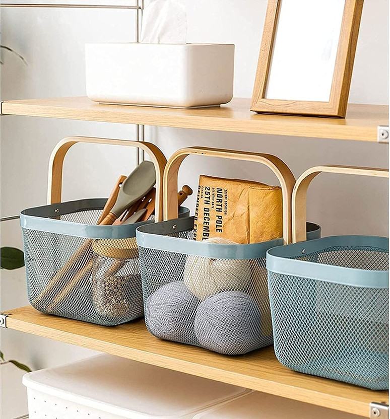 SanvScape Steel Storage Basket(Pack of 1)
