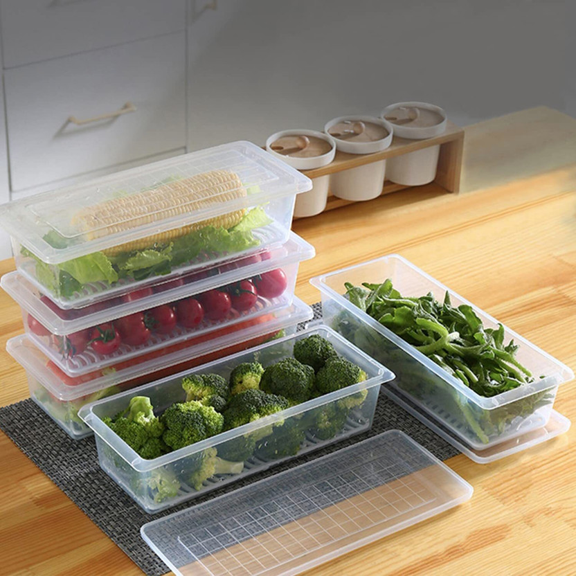 DEEJET DEEJET Plastic 6 Fridge Storage Boxes Storage Containers (1500 ML ) Storage Basket Storage Basket(Pack of 6) - Flipkart Deal