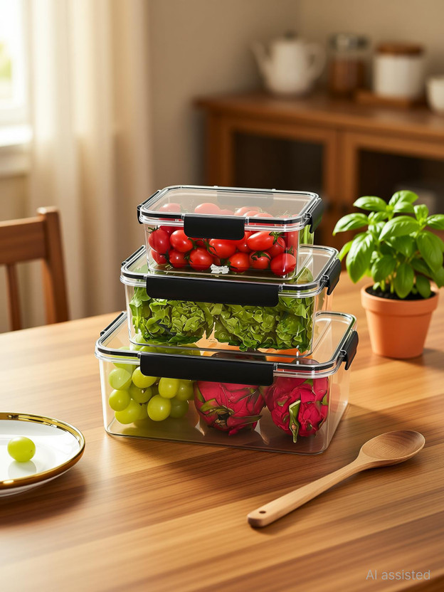 STARKENDY STARKENDY Polypropylene Premium Quality Fridge, BPA Free Kitchen Fridge Grocery Cereal Container Storage Basket(Pack of 3) - Flipkart Deal