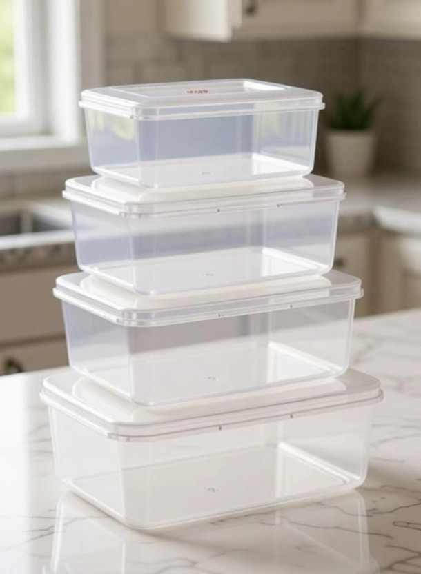 Lalbha Kitchen Multipurpose Plastic Storage Boxes with Lid Storage Box(White)