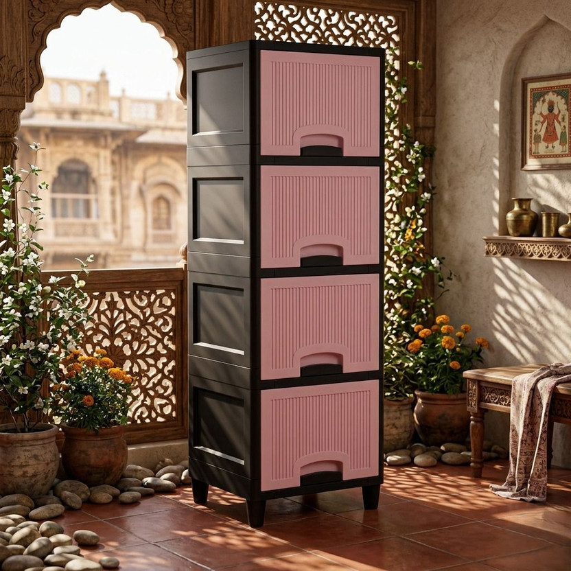 MAXTID 6 Layer White Cabinet Storage Storage Box(Pink)