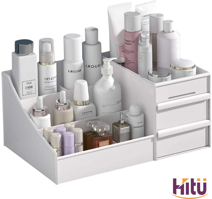 hitu Cosmetic Makeup Drawer Organizer Jewelry |Stationery | Storage Box(White)