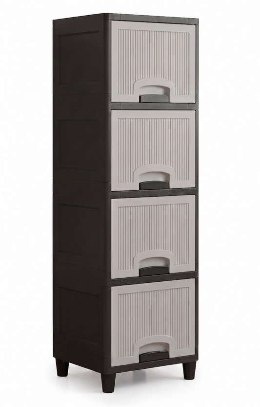 MAXTID 4 Layers Grey and Black Contemporary Plastic Drawer Cabinet Storage Box(Black, Grey)