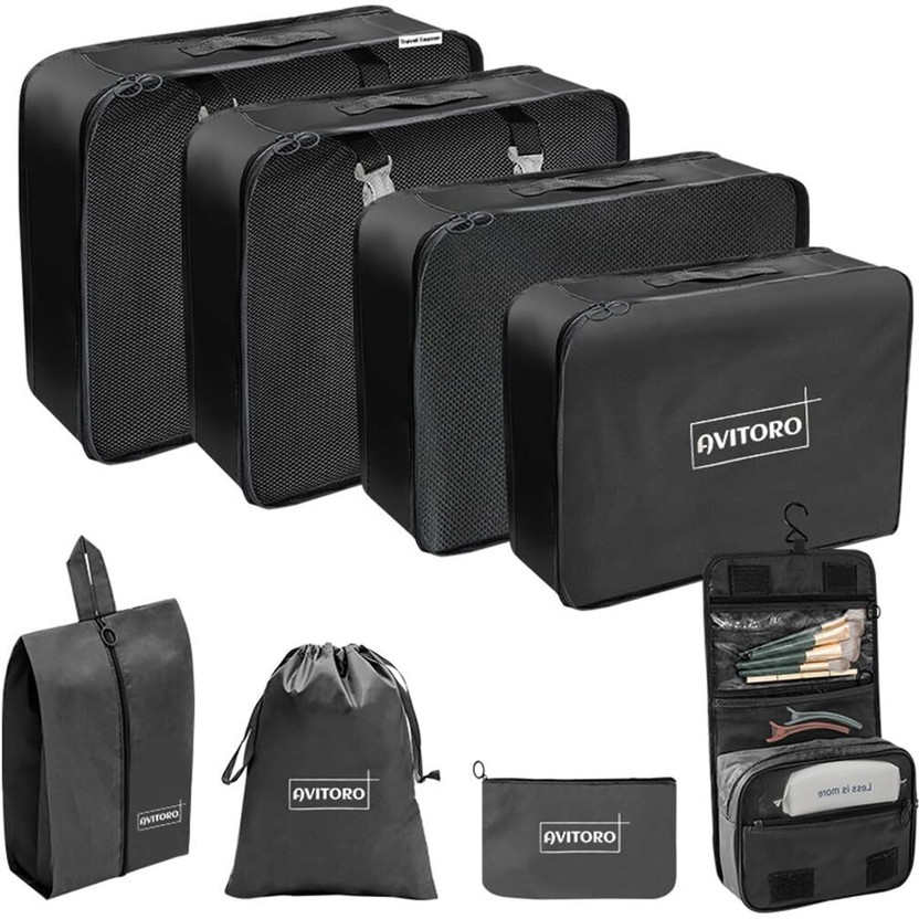 Venzina Cosmetic & Make-up Organizers(Black, Polyester)