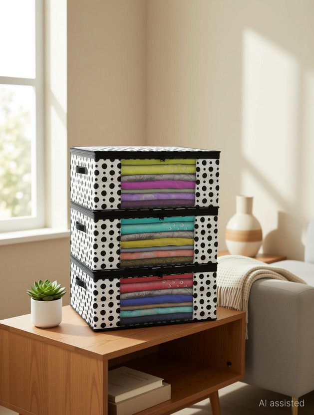 KUBER INDUSTRIES Shelf Organizers(Black, White, Cotton)