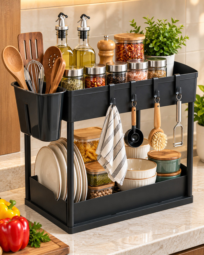 Zenlyf Pullout Organizers(Black, Plastic)
