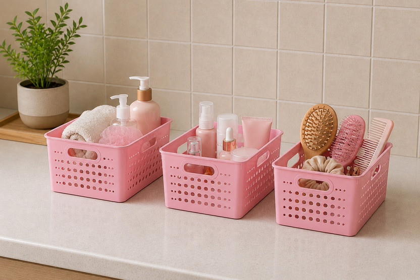 Mighty Shelf Organizers(Pink, Plastic)