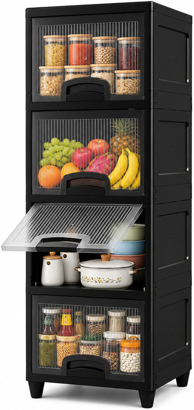 eniver mart Shelf Organizers(Black, Plastic)