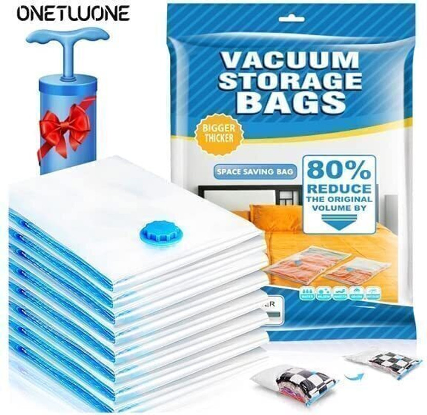 JERITO Vacuum Storage Bags With Pump Space Saver for packing clothes Travel Storage Vacuum Bags(Pack of 5)
