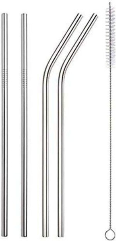 Save Crazy Drinking Straw(Silver, Pack of 5)