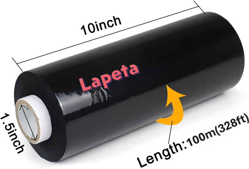 Lapeta Lapeta 25 cm 328 ft Stretch film Black 10inch 100m Packaging Material Multipurpose Use pack of 1(0.91 mil) - Flipkart Deal