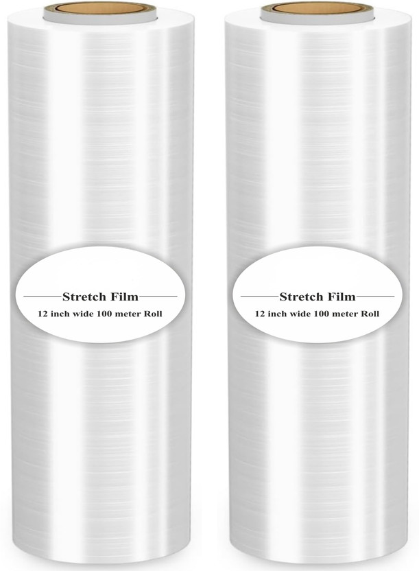 cintrotech 30 cm 328 ft Pack of 2, Biodegradable Packing Material, 12Inch 100Meters Stretch Film Roll(23 mil)