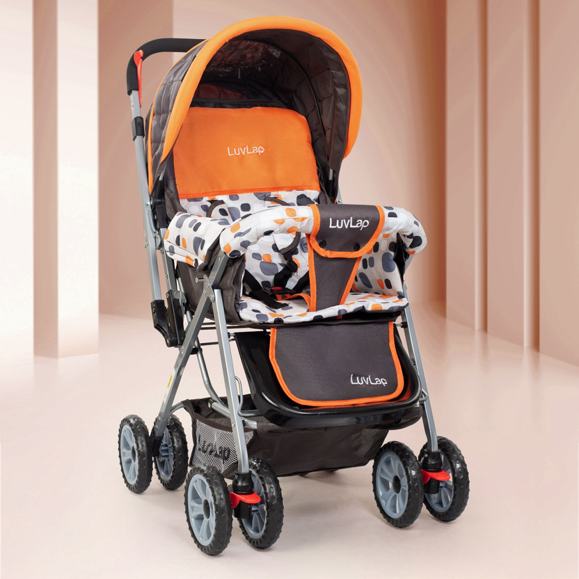 LuvLap Sunshine Stroller/Pram, Easy Fold, for Newborn Baby/Kids, 0-3 Years, Stroller(3, Orange)