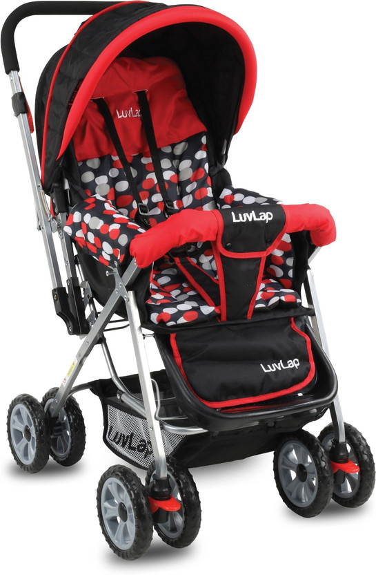LuvLap Sunshine Stroller/Pram, Easy Fold, for Newborn Baby/Kids, 0-3 Years, Stroller(3, Red)