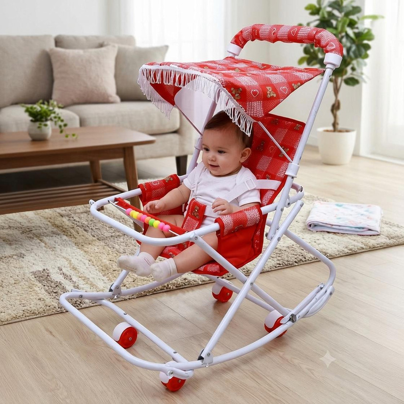 Maanit Maanit Baby Stroller cum Swing Stroller(Multi, Red) - Flipkart Deal