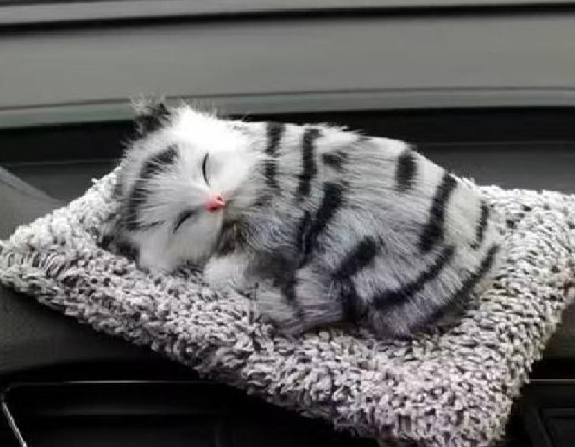 Little hands decor Sleeping Grey Cat Plush Toy  - 180 mm(snow grey)